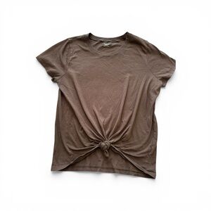 Madewell Brown Knot-Front Short Sleeve Tee